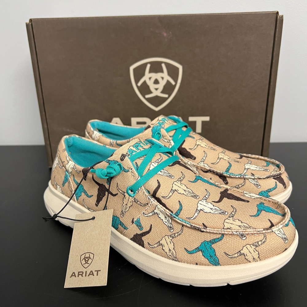 Ariat Hilo Womens Multi Steerhead Print Western Canvas Loafers 10042517 Size 8